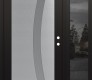 Modern Steel Front Door Diamond C4 52" x 80" black/white frosted Glass Panel stainless steel LHI with Sidelite mirrored Glass