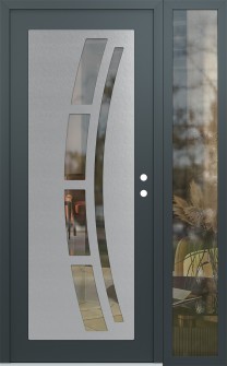 Diamond C12 50" x 80" anthracite/anthracite clear Glass Panel stainless steel LHI with Sidelite clear Glass