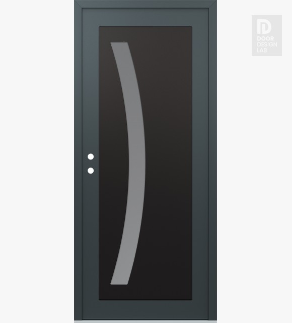 Modern Steel Front Door Diamond C4 36" x 80" anthracite/anthracite frosted Glass Panel black RHI