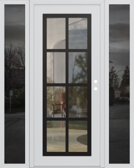Diamond C16 64" x 80" white/white clear Glass Panel black LHI with 2 Sidelites mirrored Glass