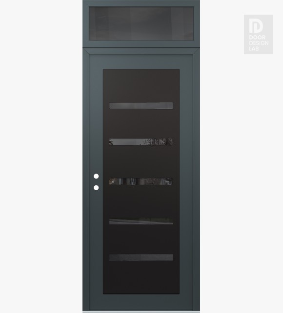 Modern Steel Front Door Diamond C7 36" x 96" anthracite/anthracite mirrored Glass Panel black RHI with Transom mirrored Glass