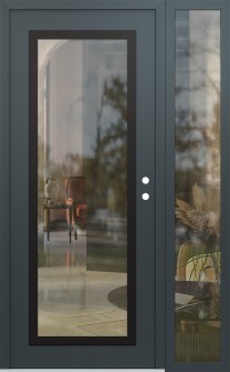 Diamond C1 48" x 80" anthracite/anthracite clear Glass Panel black LHI with Sidelite clear Glass