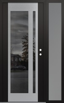 Diamond C15 50" x 80" black/black mirrored Glass Panel stainless steel LHI with Sidelite frosted Glass