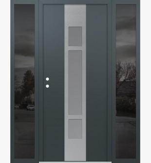 DIAMOND A9 60" X 80" ANTHRACITE/ANTHRACITE FROSTED GLASS PANEL STAINLESS STEEL RHI WITH 2 SIDELITES MIRRORED GLASS