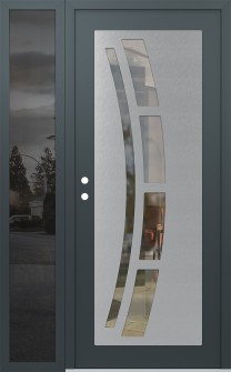 Diamond C12 48" x 80" anthracite/anthracite clear Glass Panel stainless steel RHI with Sidelite mirrored Glass