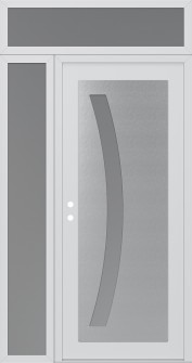 Diamond C4 48" x 96" white/white frosted Glass Panel stainless steel RHI with Sidelite and Transom frosted Glass