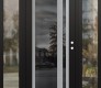Modern Steel Front Door Diamond C15 68" x 80" black/black mirrored Glass Panel stainless steel LHI with 2 Sidelites clear Glass