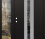 Modern Steel Front Door DIAMOND A2 50" X 80" BLACK/BLACK MIRRORED GLASS PANEL STAINLESS STEEL RHI WITH SIDELITE CLEAR GLASS