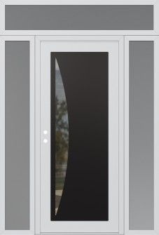 Diamond C13 64" x 96" white/white clear Glass Panel black RHI with 2 Sidelites and Transom frosted Glass