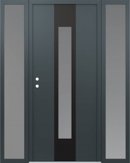 DIAMOND A1 68" X 80" ANTHRACITE/ANTHRACITE FROSTED GLASS PANEL BLACK RHI WITH 2 SIDELITES FROSTED GLASS