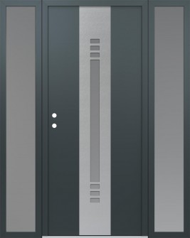 DIAMOND A5 68" X 80" ANTHRACITE/ANTHRACITE FROSTED GLASS PANEL STAINLESS STEEL RHI WITH 2 SIDELITES FROSTED GLASS