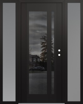 Diamond C15 64" x 80" black/black mirrored Glass Panel black LHI with 2 Sidelites frosted Glass