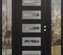 Modern Steel Front Door Diamond D4 68" x 80" black/black clear Glass Panel stainless steel LHI with 2 Sidelites clear Glass