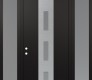 Modern Steel Front Door DIAMOND A7 68" X 96" BLACK/WHITE FROSTED GLASS PANEL STAINLESS STEEL RHI WITH 2 SIDELITES AND TRANSOM FROSTED GLASS