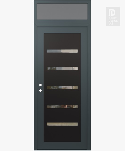Modern Steel Front Door Diamond C7 36" x 96" anthracite/anthracite clear Glass Panel black RHI with Transom frosted Glass
