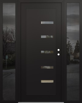 Diamond C8 64" x 80" black/black clear Glass Panel black LHI with 2 Sidelites mirrored Glass