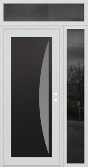 Diamond C13 48" x 96" white/white frosted Glass Panel black LHI with Sidelite and Transom mirrored Glass