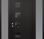 Modern Steel Front Door Diamond C5 68" x 96" black/black mirrored Glass Panel black RHI with 2 Sidelites and Transom frosted Glass