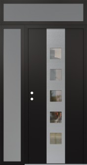 DIAMOND A13 48" X 96" BLACK/BLACK CLEAR GLASS PANEL STAINLESS STEEL RHI WITH SIDELITE AND TRANSOM FROSTED GLASS
