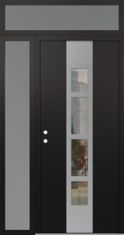 DIAMOND A10 50" X 96" BLACK/BLACK CLEAR GLASS PANEL STAINLESS STEEL RHI WITH SIDELITE AND TRANSOM FROSTED GLASS