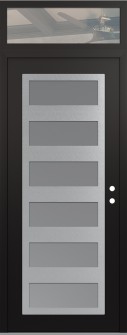 Diamond C9 36" x 96" black/white frosted Glass Panel stainless steel LHI with Transom clear Glass