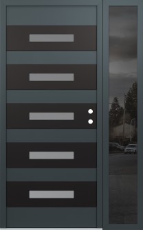 Diamond D9 48" x 80" anthracite/anthracite frosted Glass Panel black LHI with Sidelite mirrored Glass