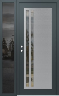 Diamond C6 48" x 80" anthracite/anthracite clear Glass Panel stainless steel RHI with Sidelite mirrored Glass