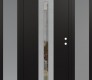 Modern Steel Front Door DIAMOND A2 60" X 80" BLACK/BLACK CLEAR GLASS PANEL STAINLESS STEEL LHI WITH 2 SIDELITES FROSTED GLASS
