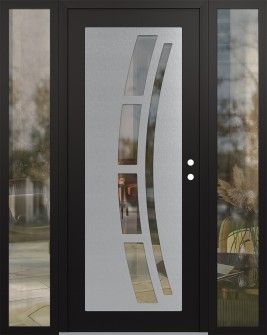 Diamond C12 68" x 80" black/black clear Glass Panel stainless steel LHI with 2 Sidelites clear Glass