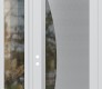Modern Steel Front Door Diamond C13 52" x 96" white/white clear Glass Panel stainless steel RHI with Sidelite and Transom clear Glass
