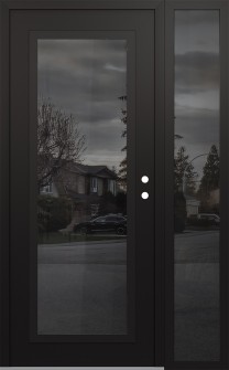 Diamond C1 52" x 80" black/black mirrored Glass Panel black LHI with Sidelite mirrored Glass
