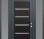 Modern Steel Front Door Diamond C7 64" x 96" anthracite/anthracite frosted Glass Panel black LHI with 2 Sidelites and Transom frosted Glass