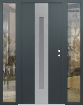 DIAMOND A2 64" X 80" ANTHRACITE/ANTHRACITE FROSTED GLASS PANEL STAINLESS STEEL LHI WITH 2 SIDELITES CLEAR GLASS