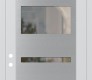Modern Steel Front Door Diamond C10 36" x 96" white/white clear Glass Panel stainless steel RHI with Transom mirrored Glass