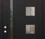 Modern Steel Front Door Diamond C3 36" x 96" black/black clear Glass Panel black RHI with Transom mirrored Glass
