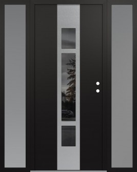 DIAMOND A9 68" X 80" BLACK/BLACK MIRRORED GLASS PANEL STAINLESS STEEL LHI WITH 2 SIDELITES FROSTED GLASS