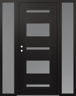 Diamond C10 60" x 80" black/white frosted Glass Panel black RHI with 2 Sidelites frosted Glass