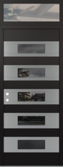 Diamond D5 36" x 96" black/black mirrored Glass Panel stainless steel RHI with Transom clear Glass