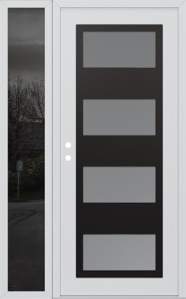 Diamond C2 50" x 80" white/white frosted Glass Panel black LHI with Sidelite mirrored Glass