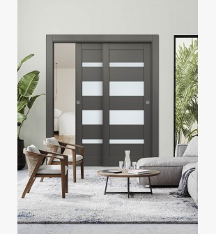 Mirella Vetro Gray Matte Bypass doors