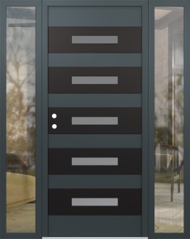 Diamond D9 60" x 80" anthracite/anthracite frosted Glass Panel black RHI with 2 Sidelites clear Glass