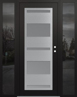 Diamond C10 64" x 80" black/white frosted Glass Panel stainless steel LHI with 2 Sidelites mirrored Glass