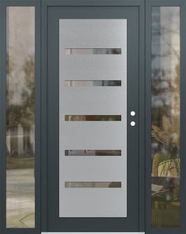 Diamond C7 60" x 80" anthracite/anthracite clear Glass Panel stainless steel LHI with 2 Sidelites clear Glass