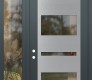 Modern Steel Front Door Diamond C10 52" x 96" anthracite/anthracite clear Glass Panel stainless steel RHI with Sidelite and Transom clear Glass