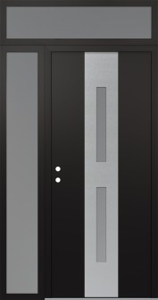 DIAMOND A6 50" X 96" BLACK/WHITE FROSTED GLASS PANEL STAINLESS STEEL RHI WITH SIDELITE AND TRANSOM FROSTED GLASS