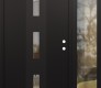 Modern Steel Front Door DIAMOND A7 52" X 80" BLACK/BLACK CLEAR GLASS PANEL BLACK LHI WITH SIDELITE CLEAR GLASS