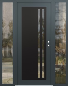 Diamond C6 68" x 80" anthracite/anthracite clear Glass Panel black LHI with 2 Sidelites clear Glass