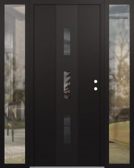 DIAMOND A7 60" X 80" BLACK/BLACK MIRRORED GLASS PANEL BLACK LHI WITH 2 SIDELITES CLEAR GLASS