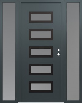 Diamond D1 68" x 80" anthracite/anthracite frosted Glass Panel black LHI with 2 Sidelites frosted Glass
