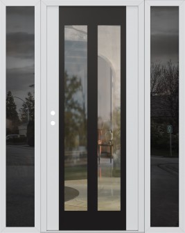 Diamond C14 64" x 80" white/white clear Glass Panel black RHI with 2 Sidelites mirrored Glass